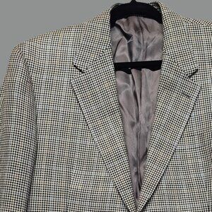Chaps 100% SILK Sport Coat Blazer | 42R | Houndstooth Windowpane